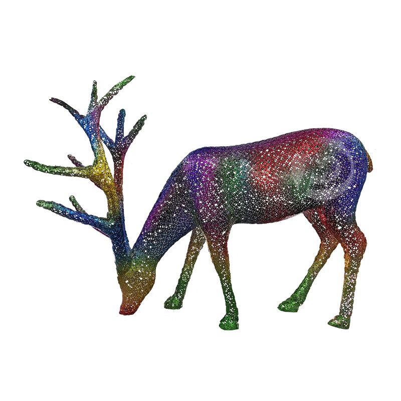 Outdoor Life Size Hollow Colorful Deer Sculpture Large Wild Animal Statue Park Decoration MP-O0109