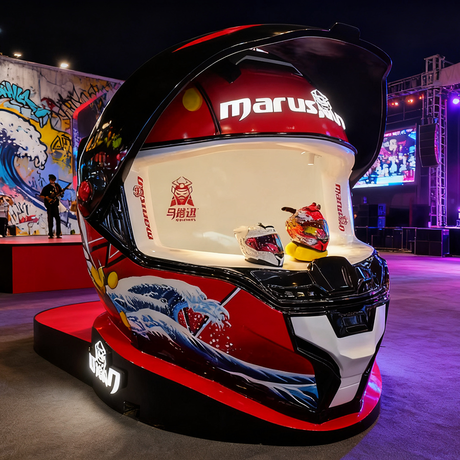 Fiberglass Helmet Booth | 3M Racing Helmet Sculpture for Exhibition & Interior Display - Image 4