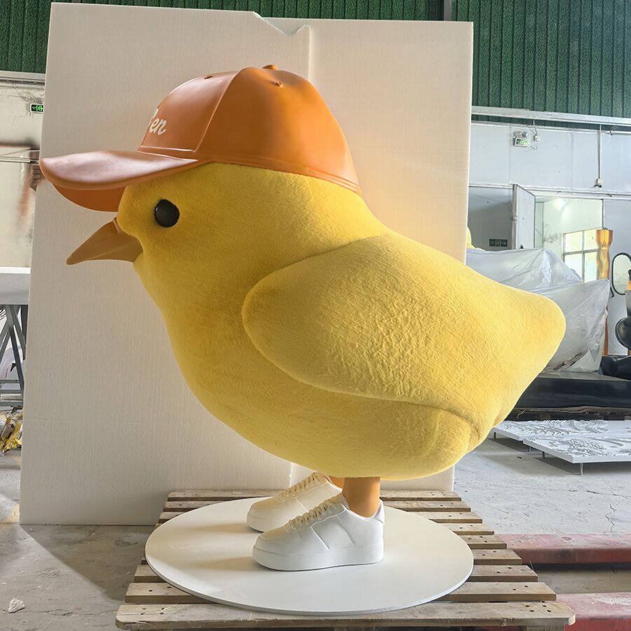 Fiberglass Chick Sculpture | 3D Cartoon Bird Statue for Café, Mall & Outdoor Decoration - Image 4
