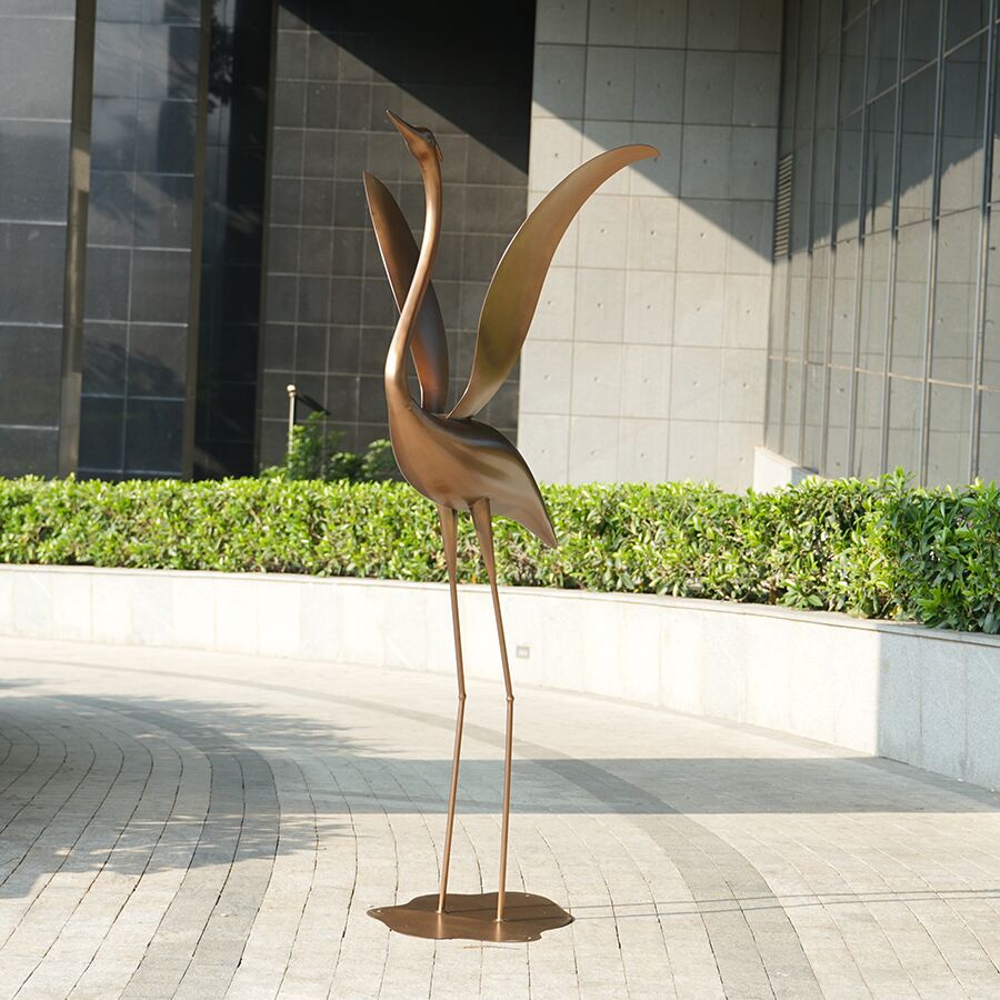Stainless Steel Crane Sculpture for Garden & Landscape | Outdoor Bird Art Decor - Image 2