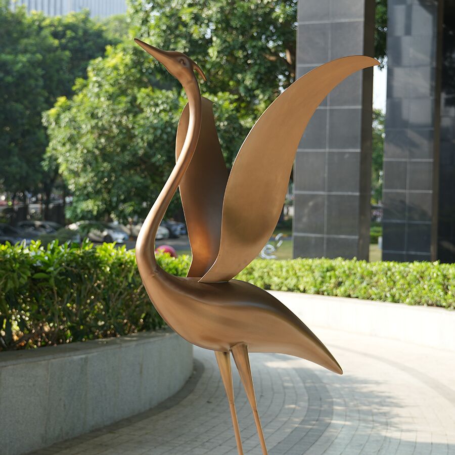 Stainless Steel Crane Sculpture for Garden & Landscape | Outdoor Bird Art Decor - Image 3