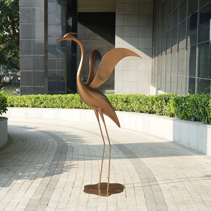 Stainless Steel Crane Sculpture for Garden & Landscape | Outdoor Bird Art Decor - Image 4