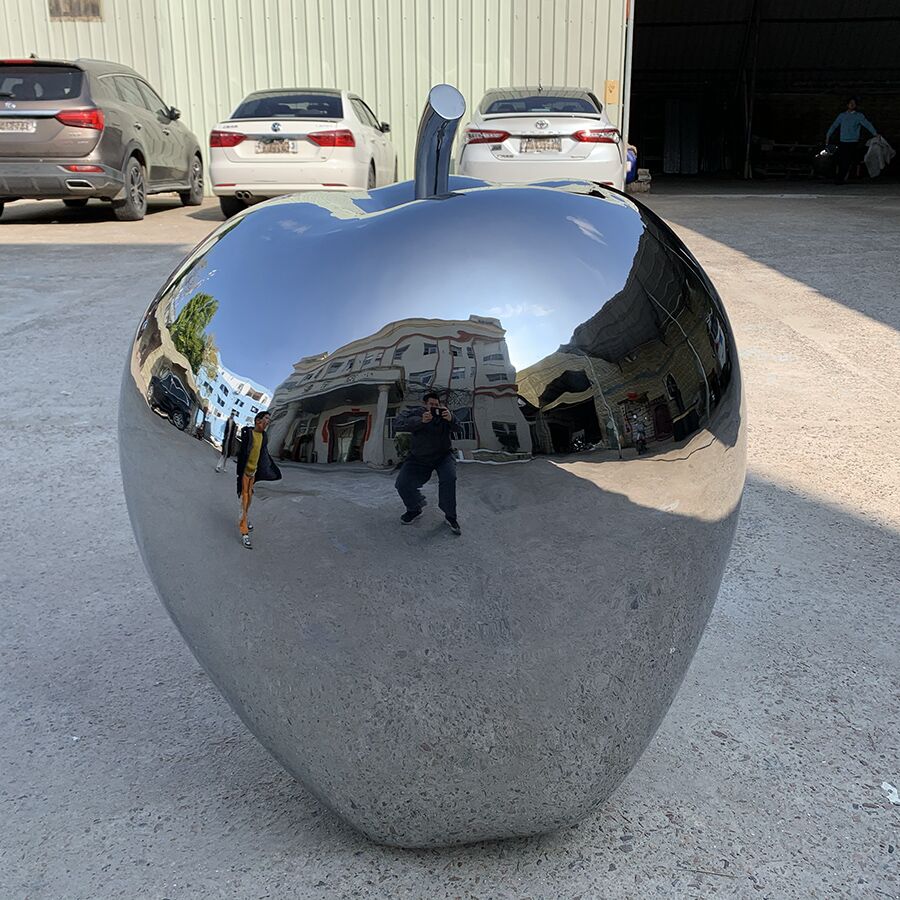 Stainless Steel Apple Sculpture | Mirror Polished Modern Art Decor for Interior Spaces - Image 5