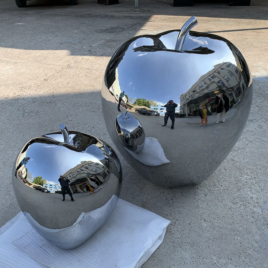 Stainless Steel Apple Sculpture | Mirror Polished Modern Art Decor for Interior Spaces - Image 2