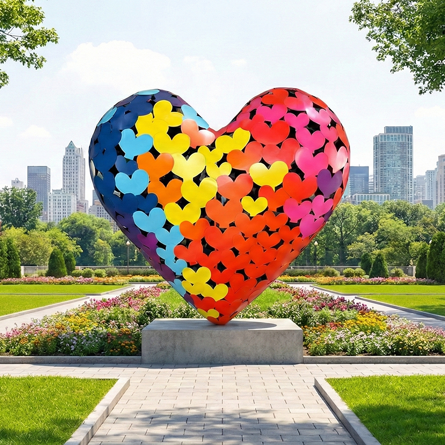 Colorful Heart-Shaped Stainless Steel Sculpture 2
