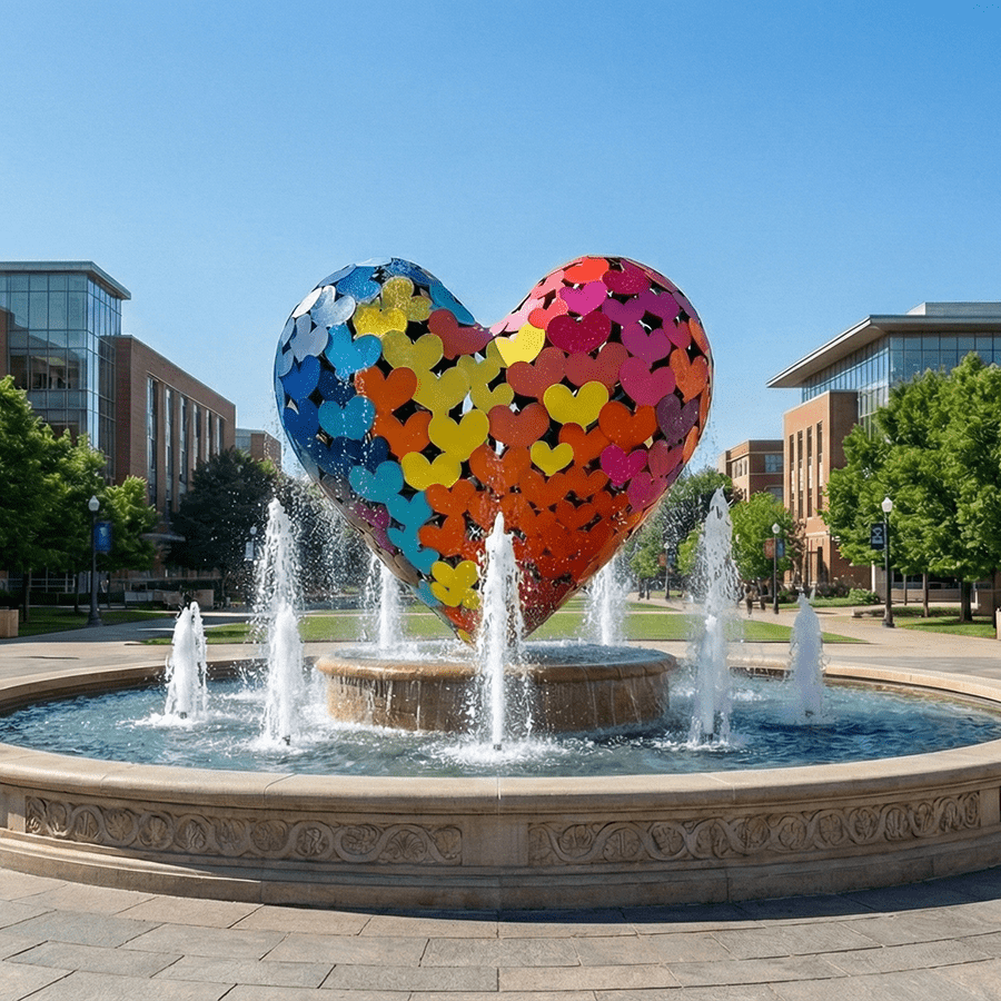 Colorful Heart-Shaped Stainless Steel Sculpture 3