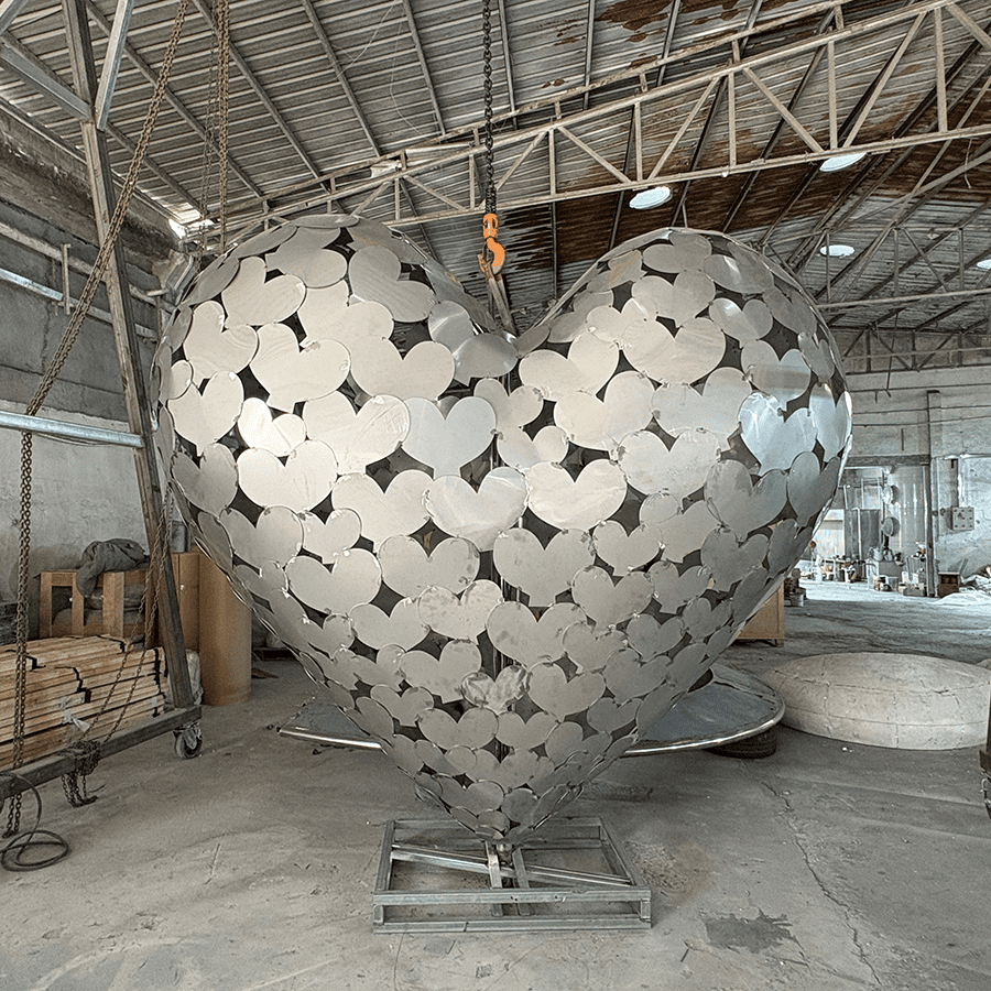 Colorful Heart-Shaped Stainless Steel Sculpture 4