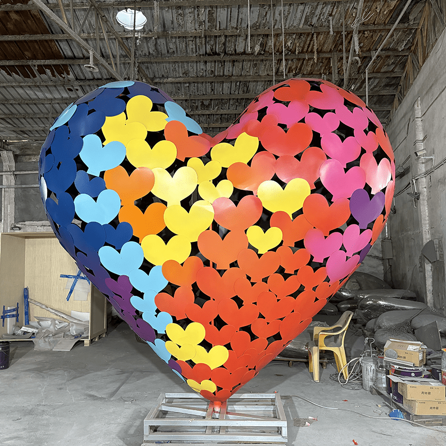 Colorful Heart-Shaped Stainless Steel Sculpture 5