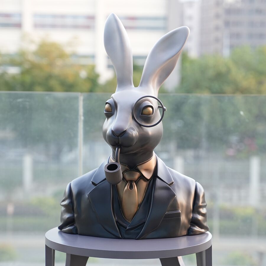 Luxury Fiberglass Rabbit Wall Sculpture – Modern Animal Wall Art for Interior Decor - Image 2