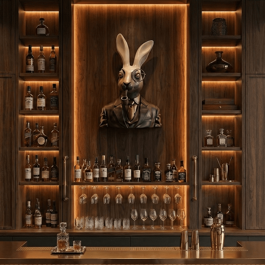 Fiberglass rabbit sculpture for wall decor