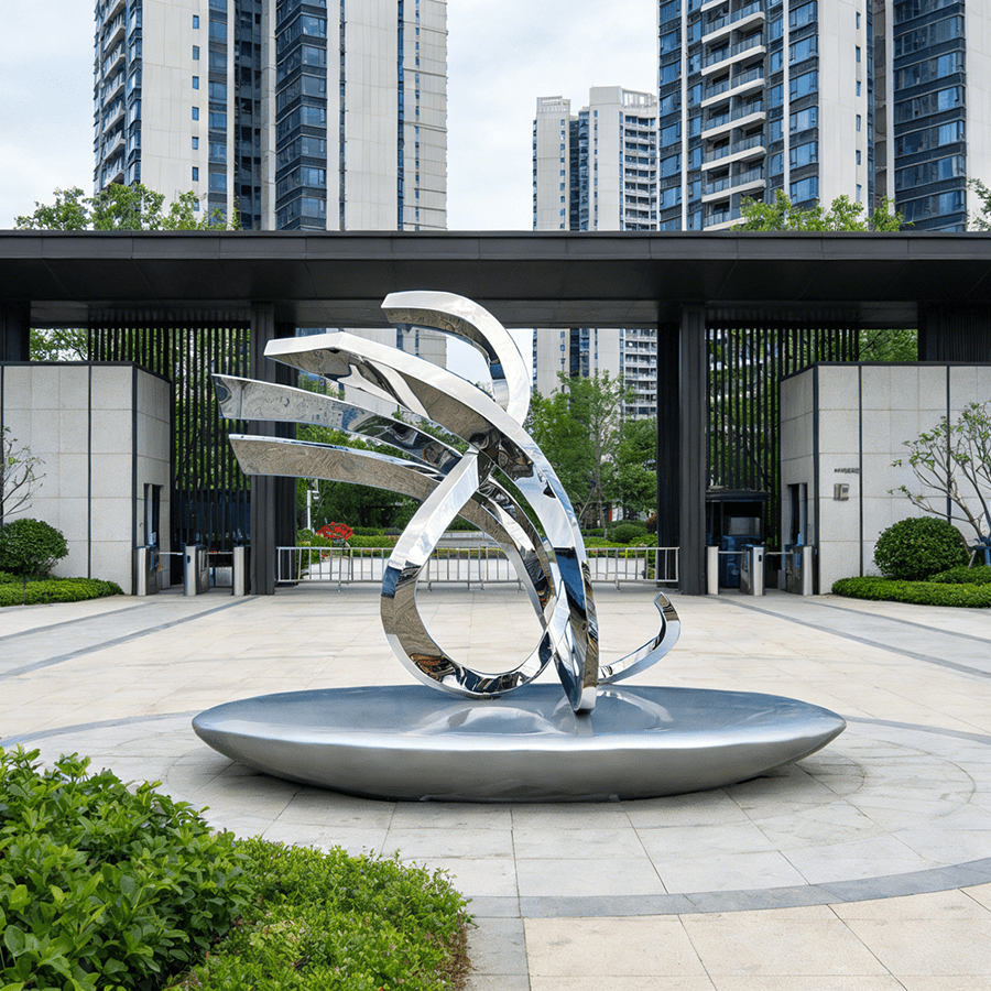 Abstract Stainless Steel Sculpture for Outdoor Landscape & Resort Design - Image 2