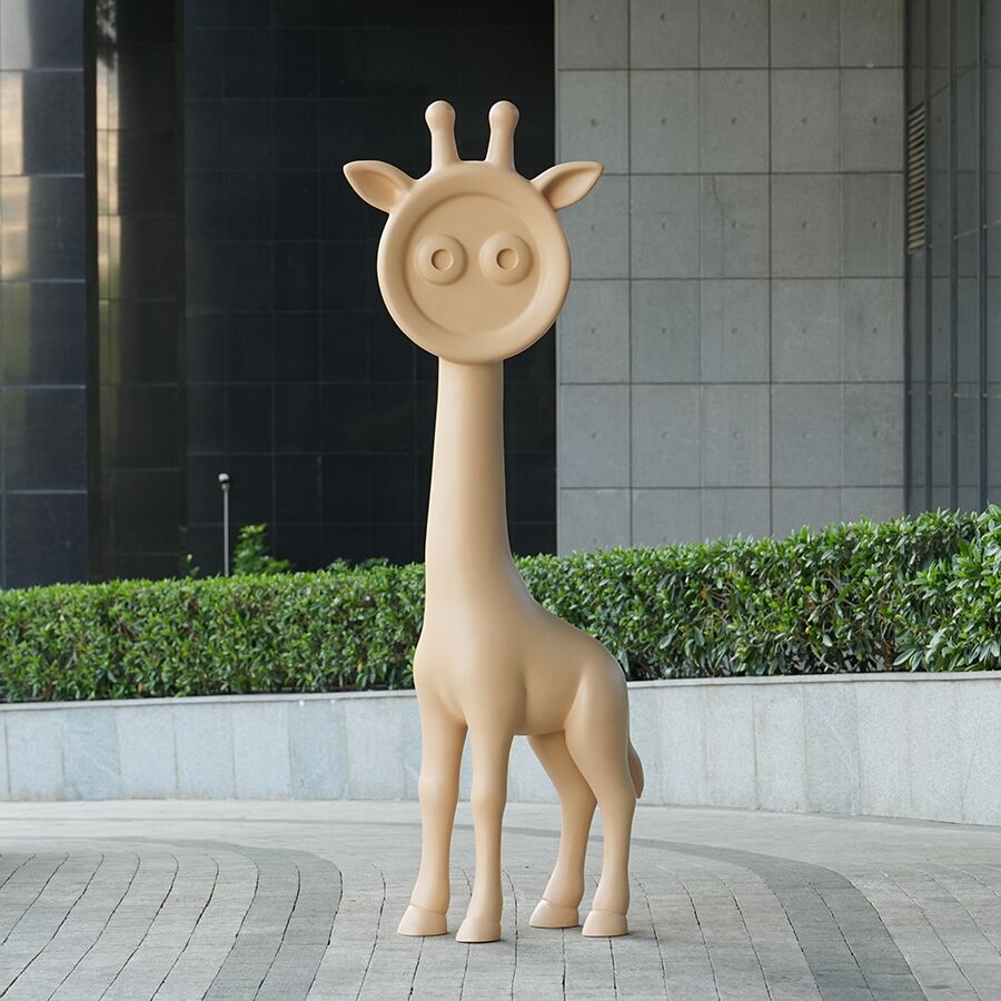 Modern Fiberglass Giraffe Sculpture for Interior Decor | Contemporary Animal Art Sculpture - Image 2