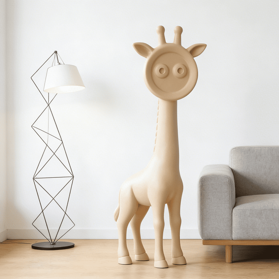 Modern Fiberglass Giraffe Sculpture for Interior Decor | Contemporary Animal Art Sculpture - Image 6